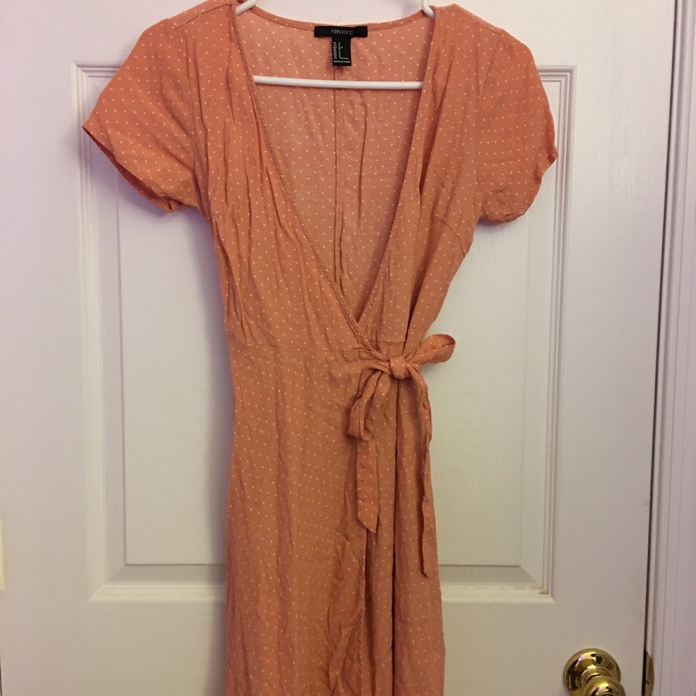 forever 21 coral wrap dress